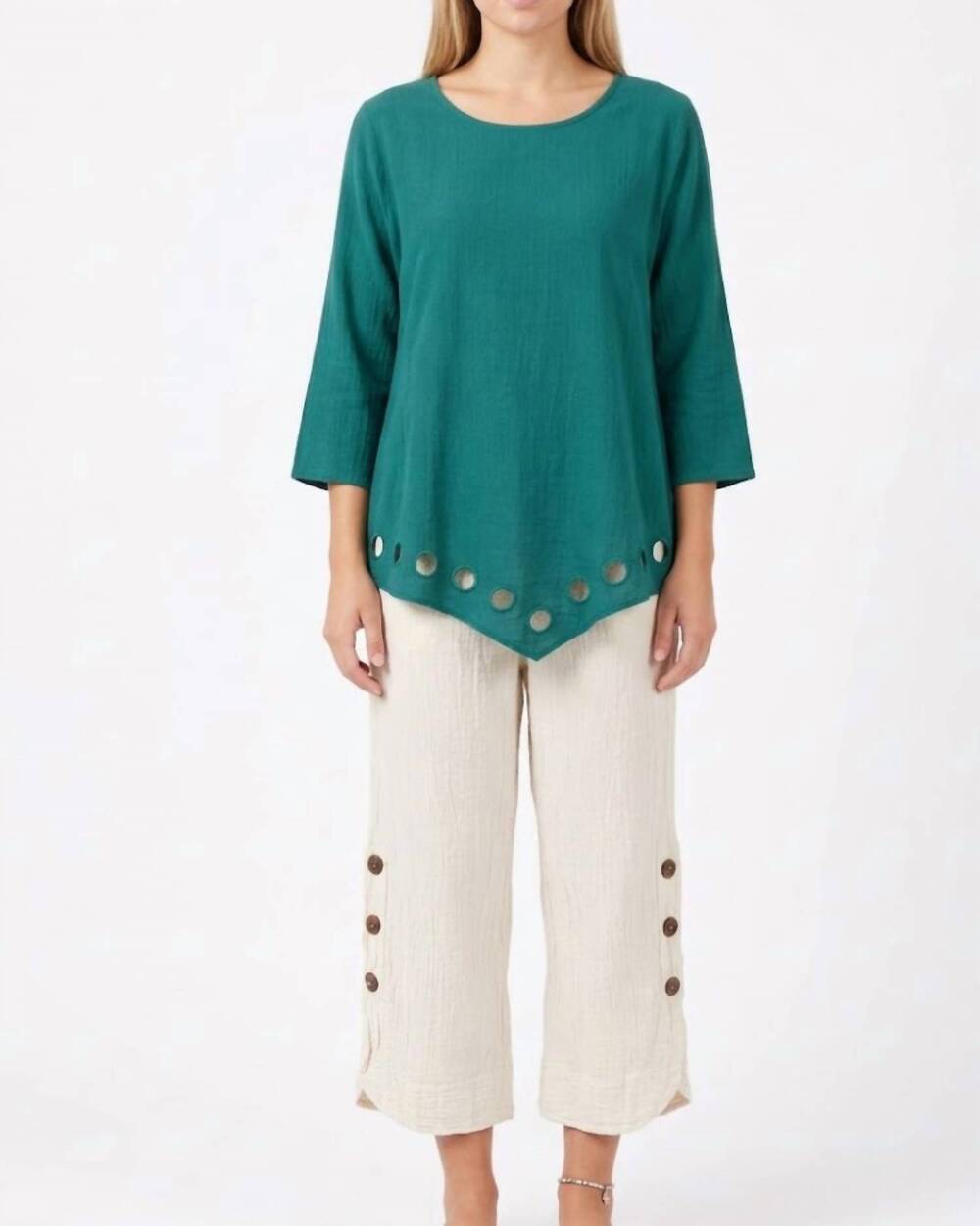 NEW DUNES buho button capri pants in natural